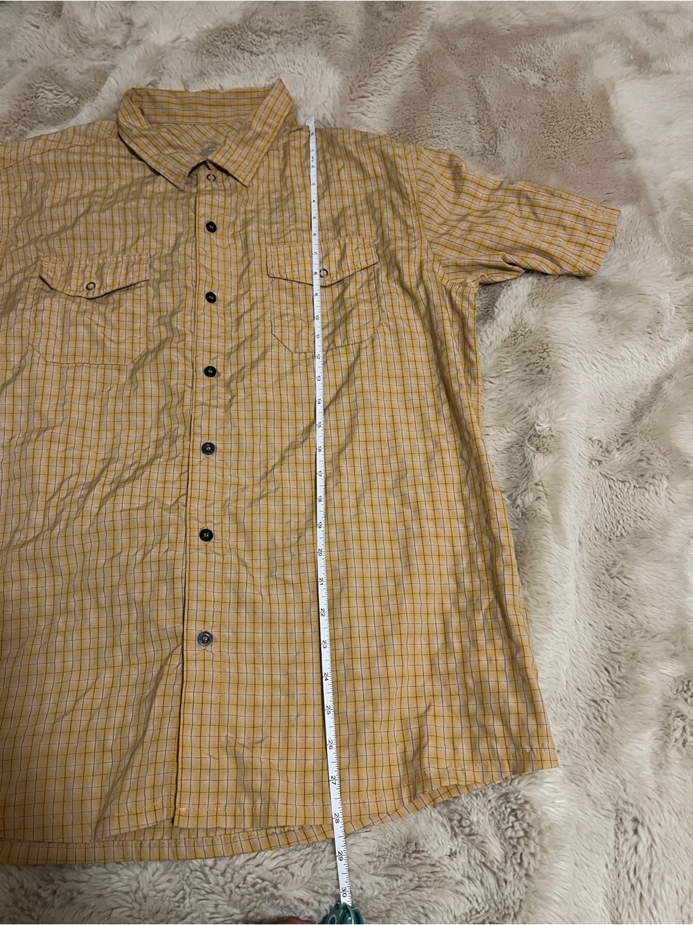 Men's LG ZOIC Short-Sleeve Plaid Button-Down Mountain Biking Shirt in Mustard - Picture 2 of 9